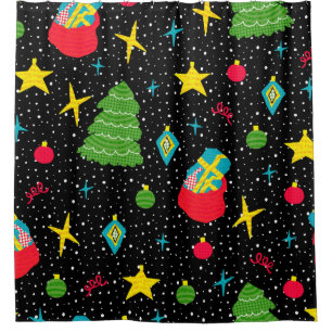 New Year bright seamless pattern with Christmas tr