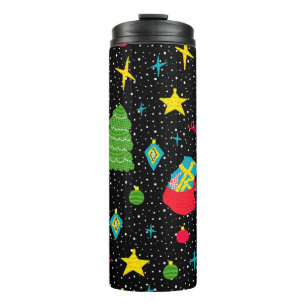 New Year bright seamless pattern with Christmas tr Thermal Tumbler