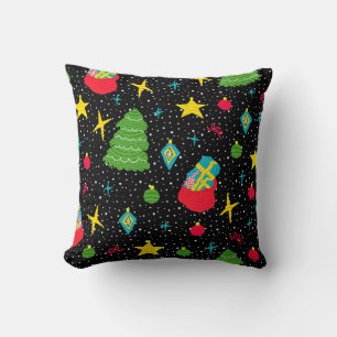 New Year bright seamless pattern with Christmas tr Throw Pillow