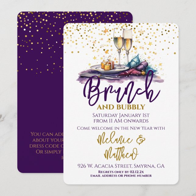 New Year Brunch and Bubbly Invitation (Front/Back)