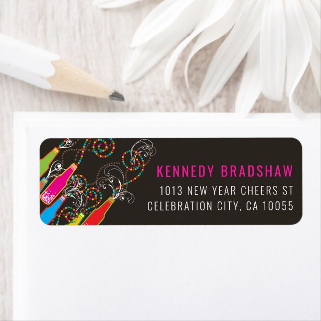 New Year Bubbly Celebration Holiday Address Labels (Insitu)