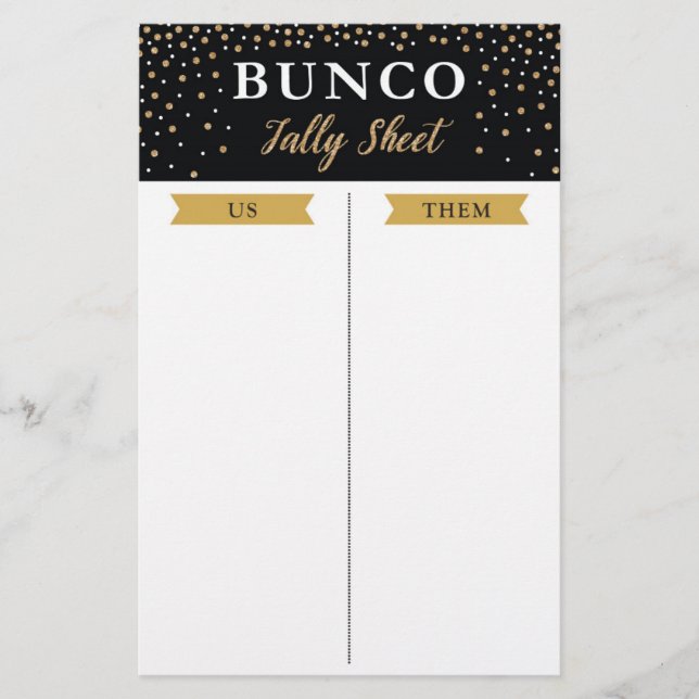 New Year Bunco Party Game Tally Sheet (Front)