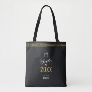 New Year Business Logo Modern Gold Greek Meander Tote Bag