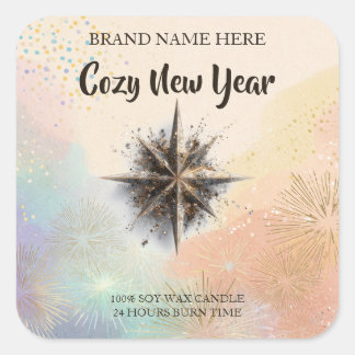 New Year Candle Sticker – Warm & Cozy Design