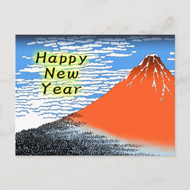 New Year Card of Ukiyoe,Katsushika Hokusai Mt.Fuji (Front)