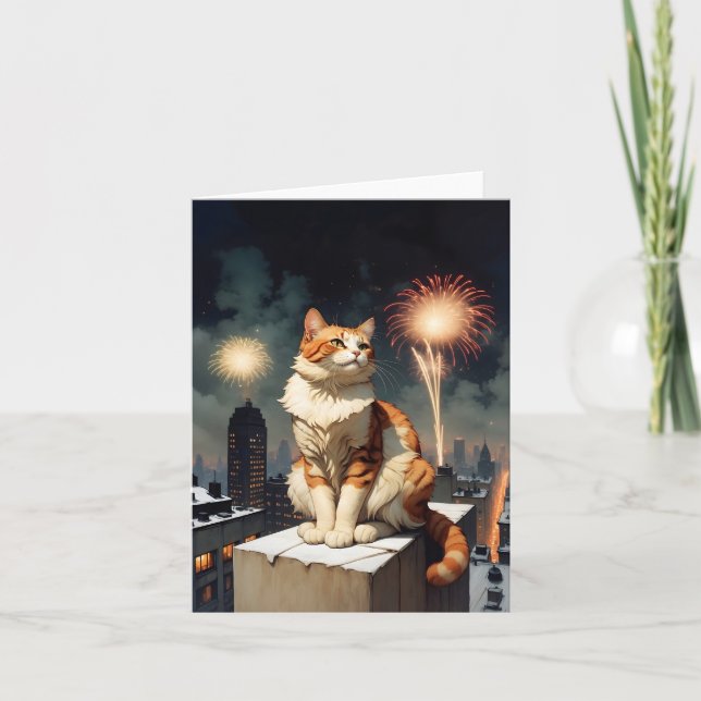 New Year cat Holiday Card (Front)