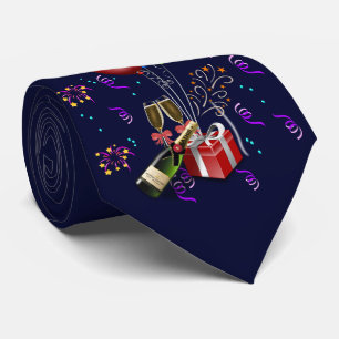 New Year Celebrate Champagne Party Fireworks Tie