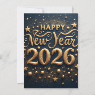 New Year Celebration Card   Wishes black and gold