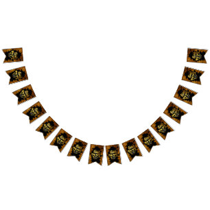 New Year Celebration Party Pine Gold Business Gala Bunting Flags