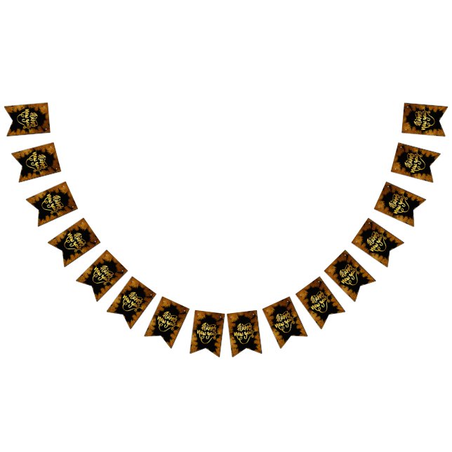 New Year Celebration Party Pine Gold Business Gala Bunting Flags (All)