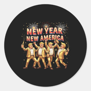 New Year Celebration Patriotic Funny Trump Humour Classic Round Sticker