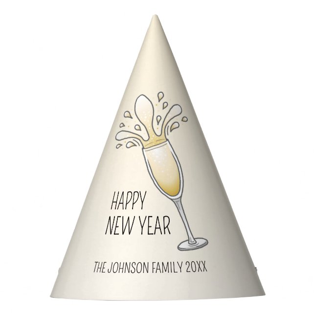 New Year Champagne Glass Party Hat (Front)