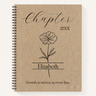 New Year Chapter Wildflower Minimalist Name Notebook