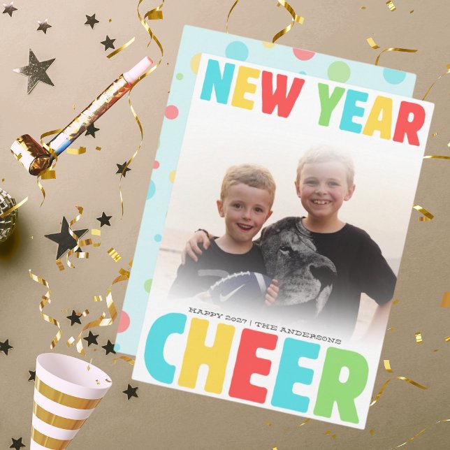 New Year Cheer 5x7 Flat card bright fun (Creator Uploaded)