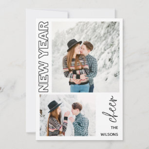 new year cheer elegant multi photo holiday card