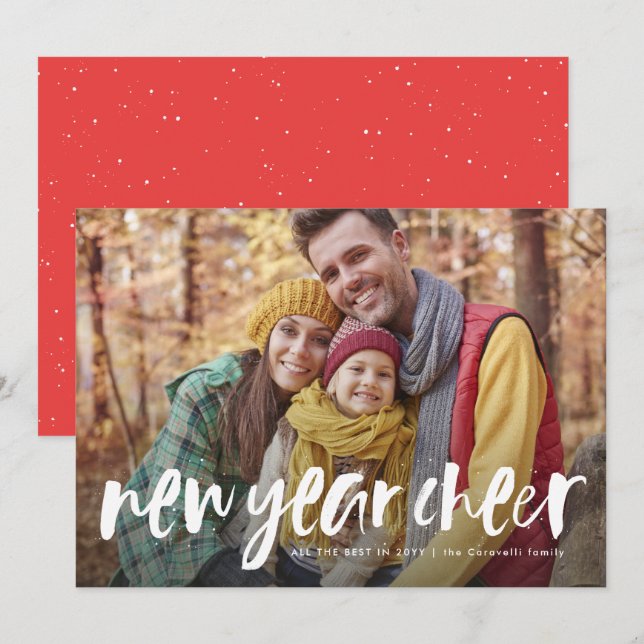 New year cheer playful modern photo card (Front/Back)