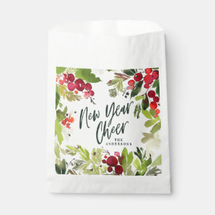 New year cheer watercolor floral holiday favour bag
