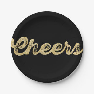 New Year Cheers Glitter Holiday Party Paper Plate