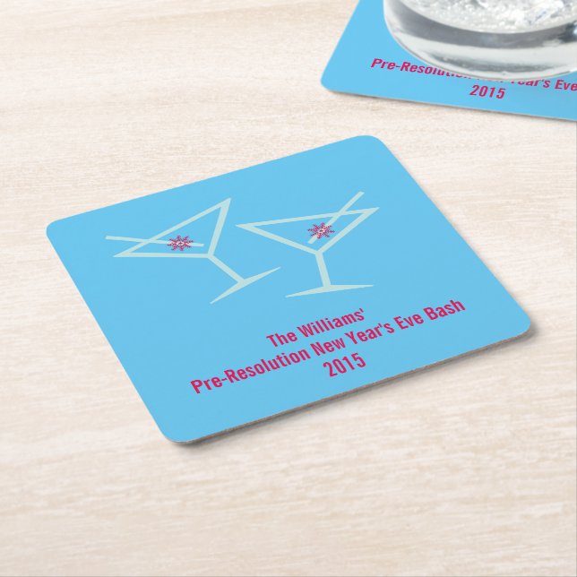 New Year Cheers (Personalized) Square Paper Coaster (Angled)