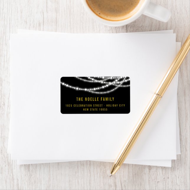 New Year Cheers Sparkling Lights Stylish Address Label (Insitu)
