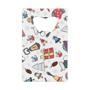 New Year: Christmas Holiday Pattern. Credit Card Bottle Opener