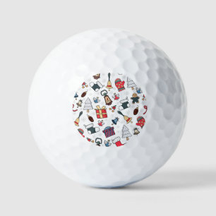 New Year: Christmas Holiday Pattern. Golf Balls