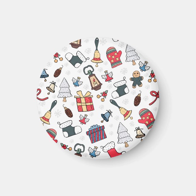 New Year: Christmas Holiday Pattern. Magnet (Front)