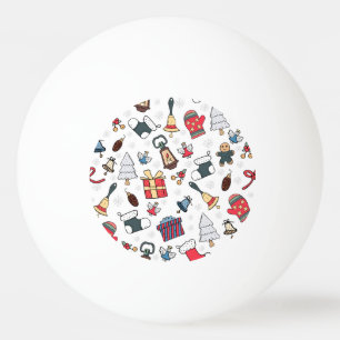 New Year: Christmas Holiday Pattern. Ping Pong Ball
