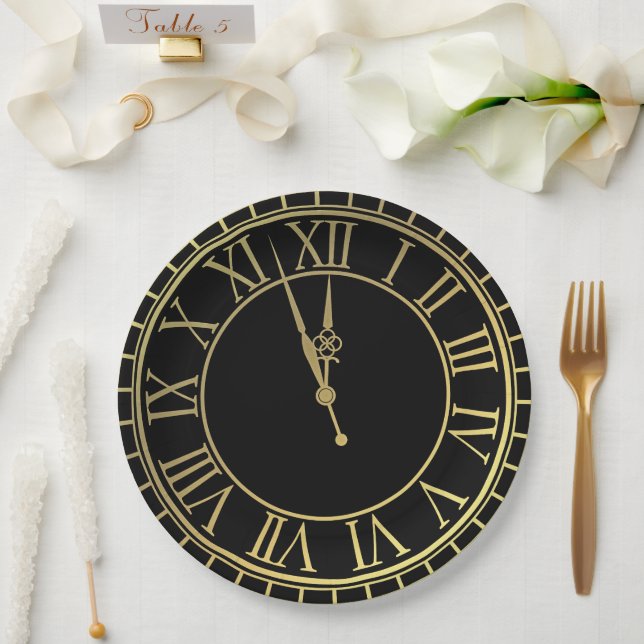 New Year Clock Holidays  9" Paper Plates (Wedding)