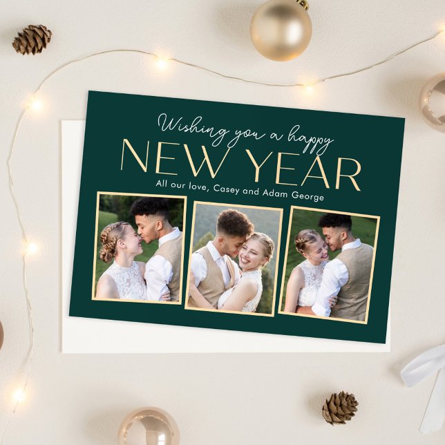 New Year Collage Editable Colour Holiday Photo Car Card (Creator Uploaded)