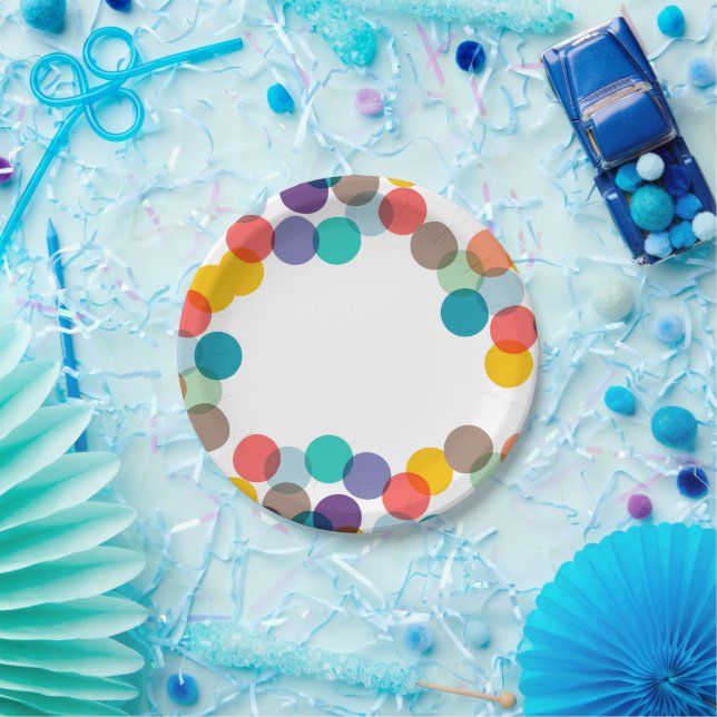 New Year Colourful Fun Confetti Dots Holiday Party Paper Plate (Party)