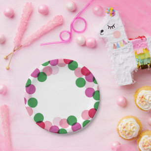 New Year Colourful Fun Confetti Dots Holiday Party Paper Plate