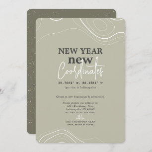 New Year Coordinates Green Moving Announcement