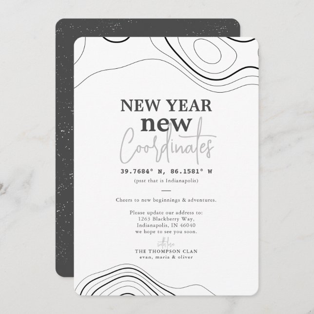 New Year Coordinates Grey Moving Announcement (Front/Back)