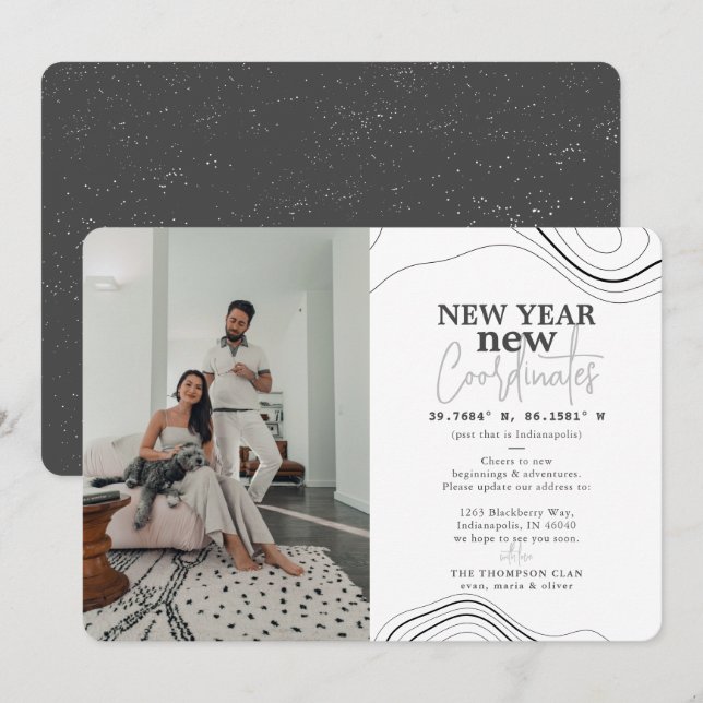 New Year Coordinates PhotoGray Moving Announcement (Front/Back)