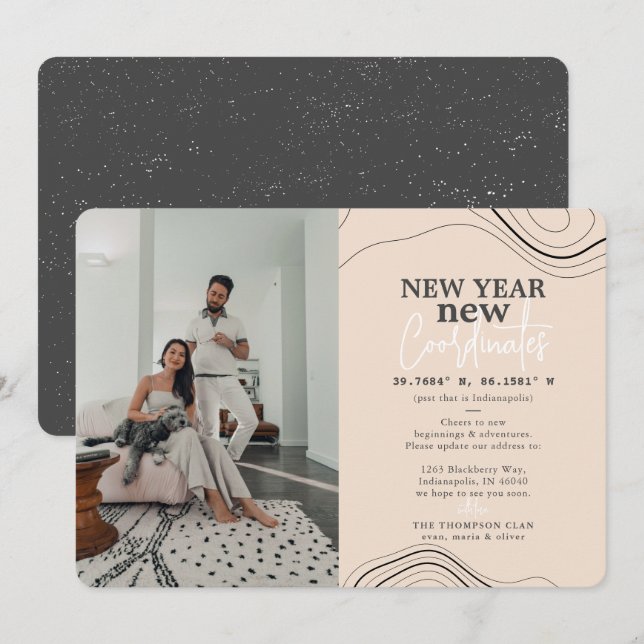 New Year Coordinates Pic Peach Moving Announcement (Front/Back)