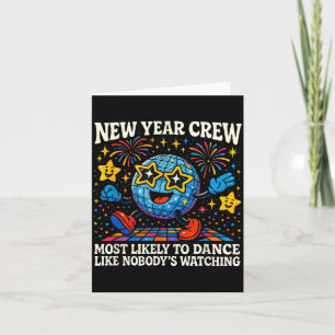 New Year Crew Most Likely To Dance Retro Party Card