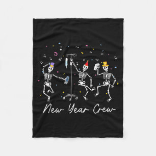 New Year Crew Skeleton Nurse Crew Er Icu New Year Fleece Blanket