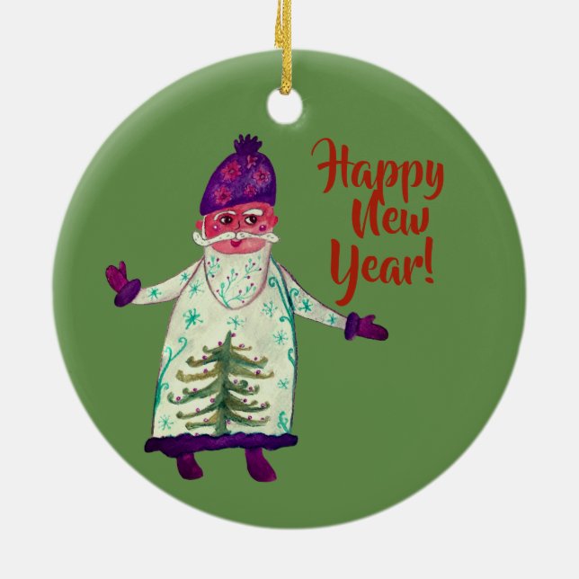 New Year Custom Santa Claus Circle Ornament (Back)