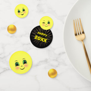 New Year Cute Sun Happy Face Emojis Confetti