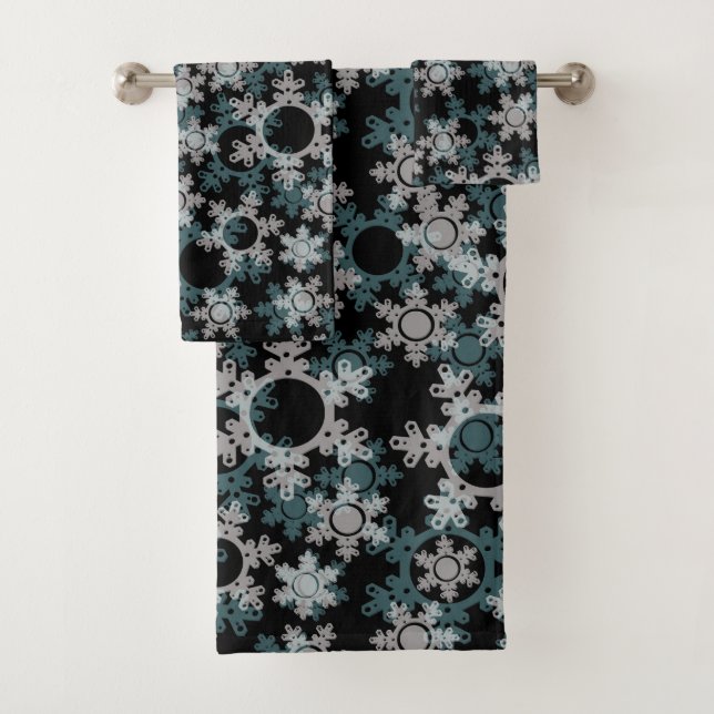 New year decor, christmas, new year, snow bath towel set (Insitu)