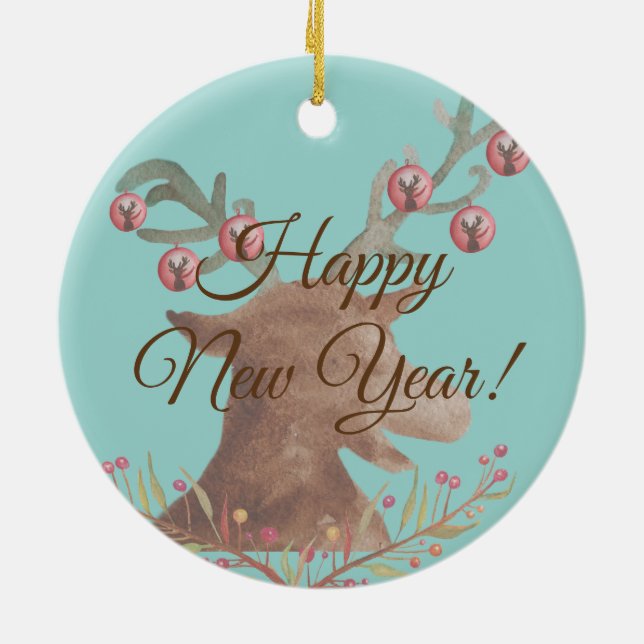 New Year Deer Decorative Ornament (Back)