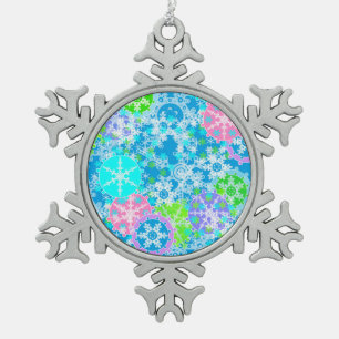New year design snowflake pewter christmas ornament