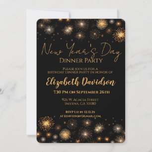 New Year Dinner Party Birthday Invitation