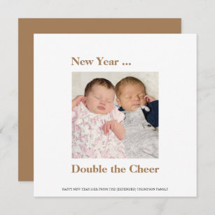 New Year Double the Cheer Twins Announcement Gold
