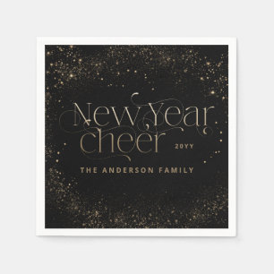 New year elegant Art Deco typography black gold Napkin