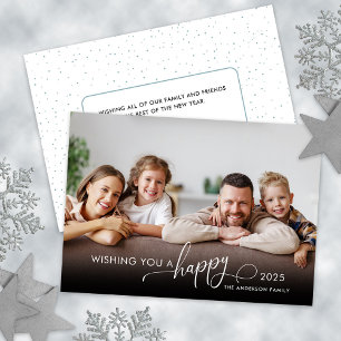 New Year Elegant Script Photo Holiday Card