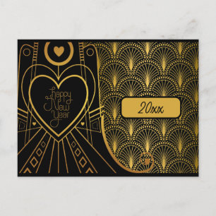 New Year Elegant Vintage Art Deco Postcard