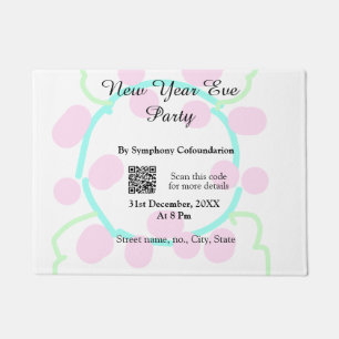 New year eve party scan QR RSVP name pink blue Doormat