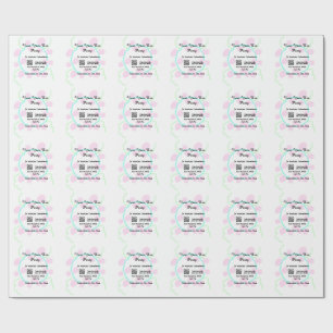 New year eve party scan QR RSVP name pink blue  Wrapping Paper